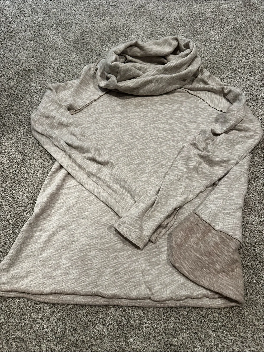 Free People Taupe Cowl Neck Light Pullover Sweater